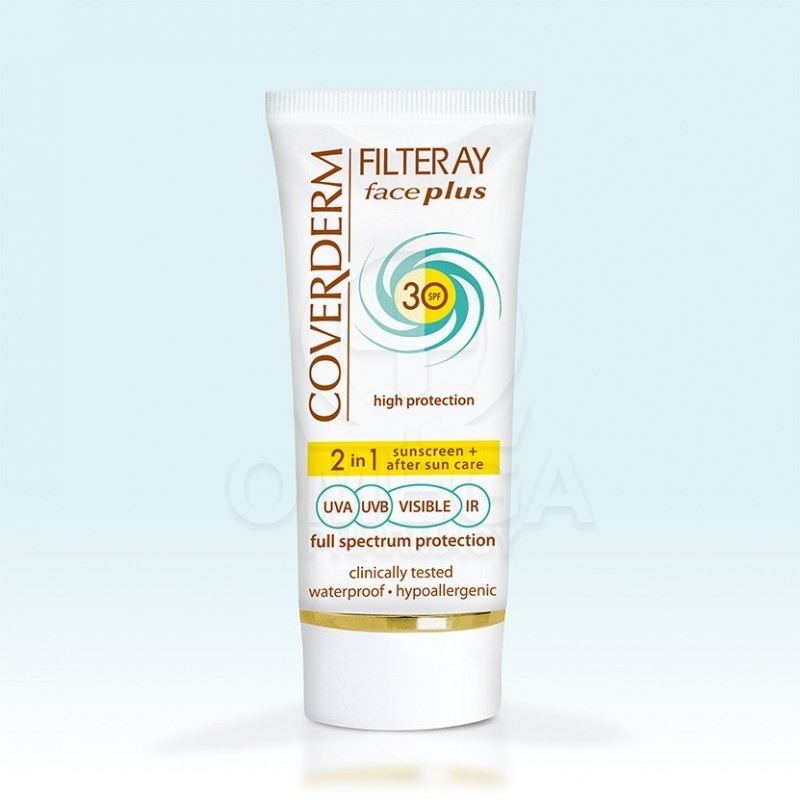 Coverderm Filteray Face Plus SPF30 Normal Αδιάβροχη Αντηλιακή Κρέμα Προσώπου & After Sun (2σε1) Απόχρωση Soft Brown για Κανονικέ