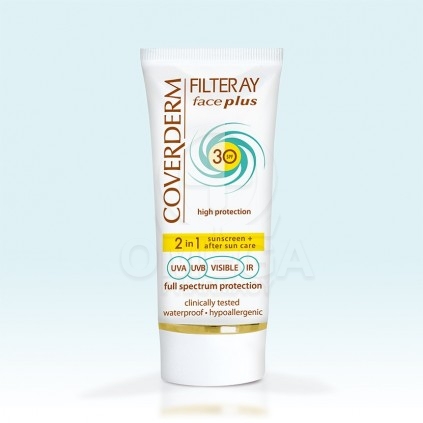 Coverderm Filteray Face Plus SPF30 Dry/Sensitive Αδιάβροχη Αντηλιακή Κρέμα Προσώπου & After Sun (2σε1) Απόχρωση Soft Brown για Ξ