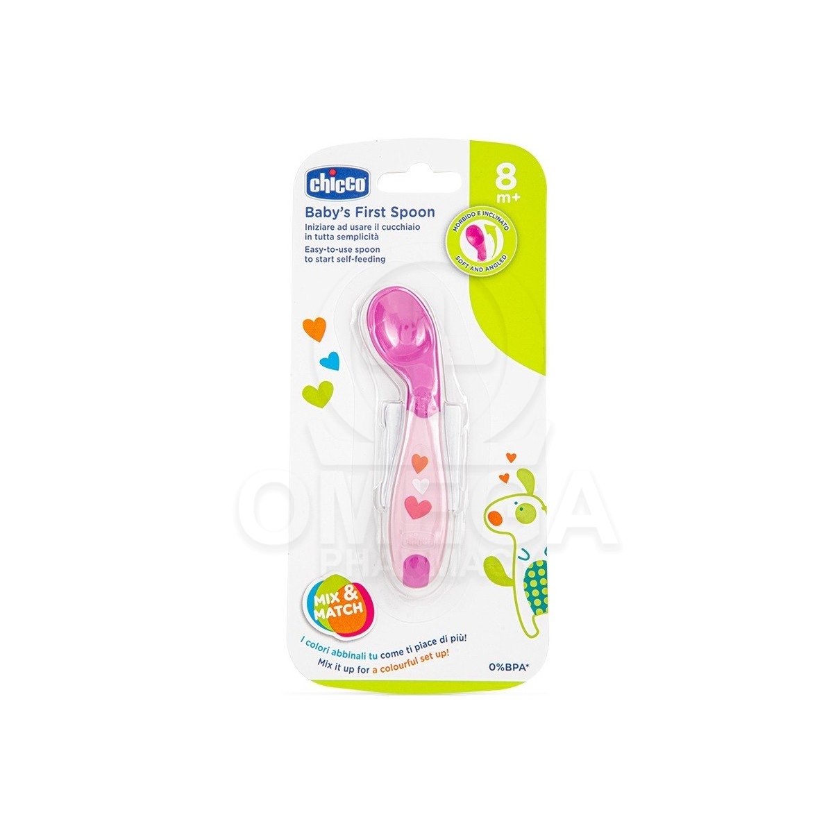 CHICCO Baby's First Spoon 8m+ σε Ροζ Χρώμα 1τμχ