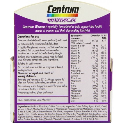 CENTRUM Women Complete from A to Zinc Συμπλήρωμα Διατροφής με Ειδική Σύνθεση Βιταμινών και Μεταλλικών Στοιχείων για Γυναίκες 30 δισκία