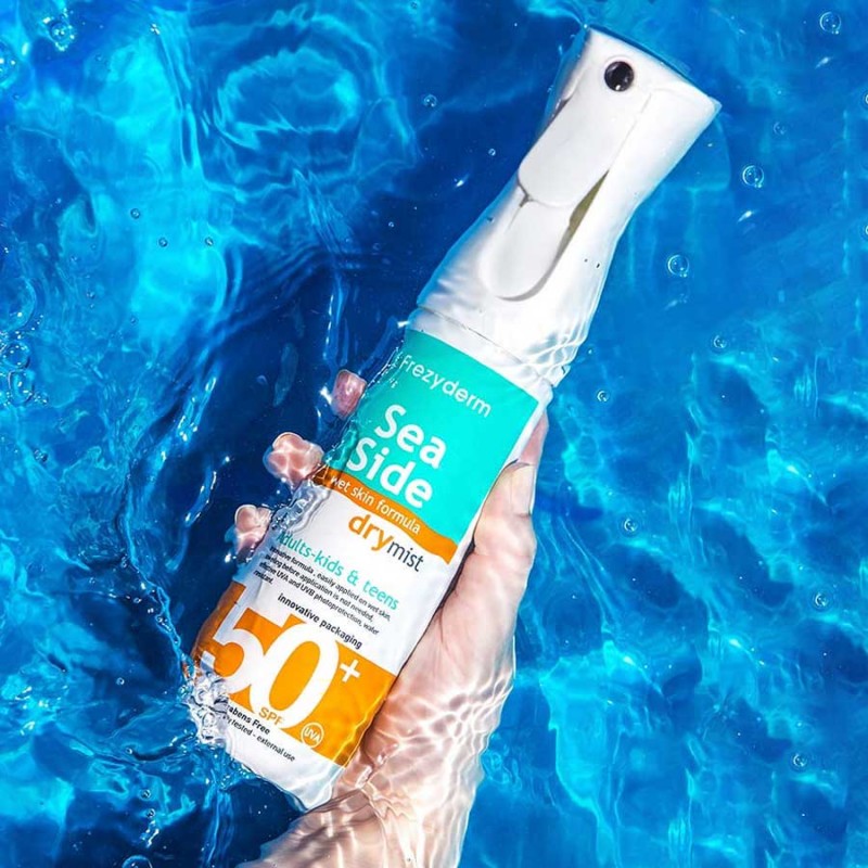 FREZYDERM Sea Side Dry Mist SPF50+ Αντηλιακό Spray Προσώπου & Σώματος για Όλη την Οικογένεια και Παιδία από 3 ετών με Πολύ Υψηλή Προστασία 300ml