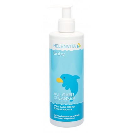 HELENVITA Baby All Over Cleanser Βρεφικό Υγρό Καθαρισμού για Σώμα & Μαλλιά με Εκχύλισμα Βαμβακιού και Πανθενόλη 300ml