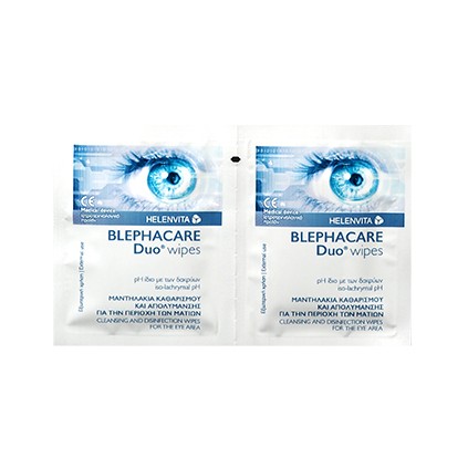 HELENVITA Blephacare Duo Wipes Μαντηλάκια Καθαρισμού & Απολύμανσης για την Περιοχή των Ματιών 14 τεμάχια