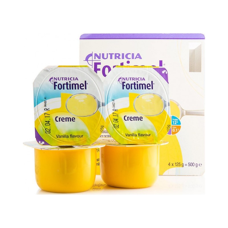 NUTRICIA Fortimel Creme Συμπλήρωμα Διατροφής Υψηλής Περιεκτικότητας σε Πρωτεϊνη & Ενέργεια με Γεύση Βανίλια  4τμχ x 125gr