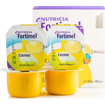 NUTRICIA Fortimel Creme Συμπλήρωμα Διατροφής Υψηλής Περιεκτικότητας σε Πρωτεϊνη & Ενέργεια με Γεύση Βανίλια  4τμχ x 125gr