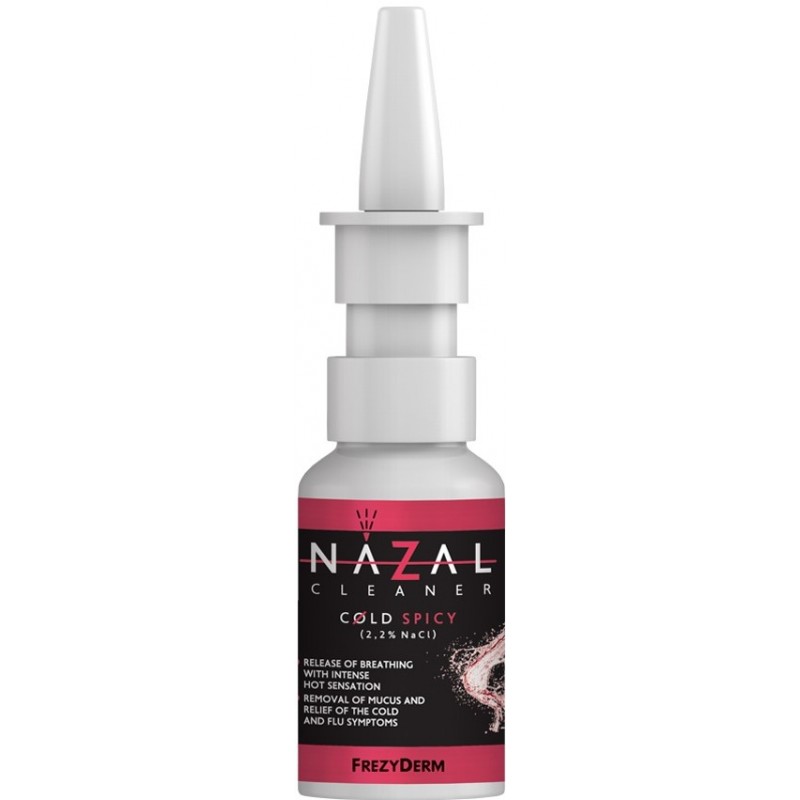 FREZYDERM Nazal Cleaner Cold Spicy (2.2% NaCl) Ρινικό Εκνέφωμα Spray, Καθαρίζει τη Ρινική Κοιλότητα, Απομακρύνει τη Βλέννα & Ελευθερώνει την Αναπνοή για Έντονο Κρυολόγημα 30ml