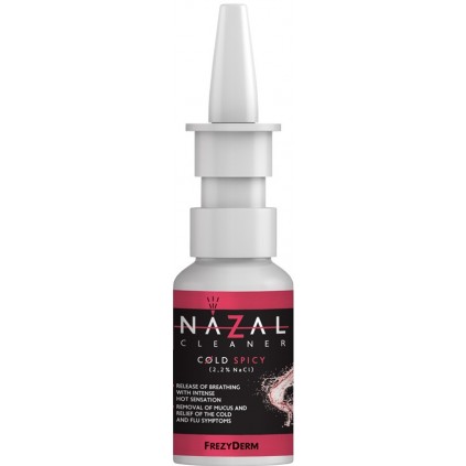 FREZYDERM Nazal Cleaner Cold Spicy (2.2% NaCl) Ρινικό Εκνέφωμα Spray, Καθαρίζει τη Ρινική Κοιλότητα, Απομακρύνει τη Βλέννα & Ελευθερώνει την Αναπνοή για Έντονο Κρυολόγημα 30ml