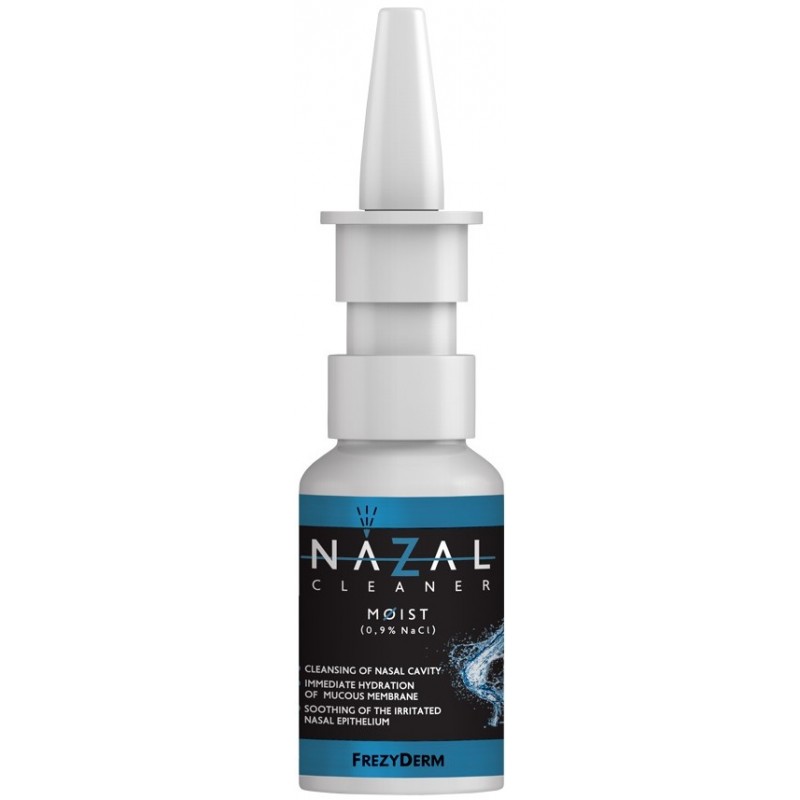 FREZYDERM Nazal Cleaner Moist (0.9% NaCl) Ρινικό Εκνέφωμα Spray, Καθαρίζει τη Ρινική Κοιλότητα, Ενυδατώνει & Καταπραΰνει το Ερεθισμένο Ρινικό Επιθήλιο για Ξηρότητα Μύτης 30ml