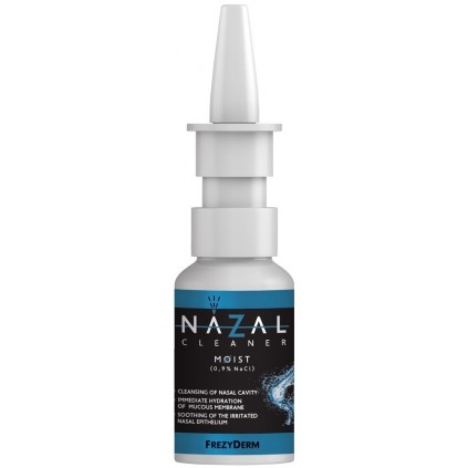 FREZYDERM Nazal Cleaner Moist (0.9% NaCl) Ρινικό Εκνέφωμα Spray, Καθαρίζει τη Ρινική Κοιλότητα, Ενυδατώνει & Καταπραΰνει το Ερεθισμένο Ρινικό Επιθήλιο για Ξηρότητα Μύτης 30ml