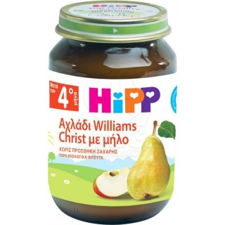 HIPP Φρουτόκρεμα Μήλο με Αχλάδι Βιολογικής Καλλιέργειας 4m+ 190gr