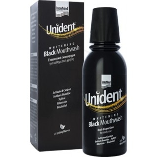 INTERMED Unident Whitening Black Mouthwash Λευκαντικό Στοματικό Εναιώρημα με Ενεργό Άνθρακα 250ml