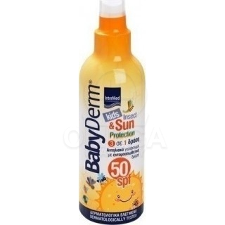 INTERMED Babyderm Kids Insect & Sun Protection SPF50 Παιδικό Αντηλιακό & Εντομοαπωθητικό Γαλάκτωμα για Παιδιά 12m+ 200ml