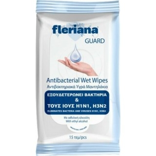 POWER HEALTH Fleriana Guard Antibacterial Wet Wipes Αντιβακτηριακά Υγρά Μαντηλάκια 15τμχ