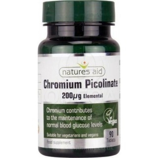 NATURES AID Chromium Picolinate 200mg Elemental Συμπλήρωμα Διατροφής για την Βελτίωση του Μεταβολισμού των Υδατανθράκων 90capsNATURES AID Chromium Picolinate 200mg Elemental Συμπλήρωμα Διατροφής για την Βελτίωση του Μεταβολισμού των Υδατανθράκων 90caps