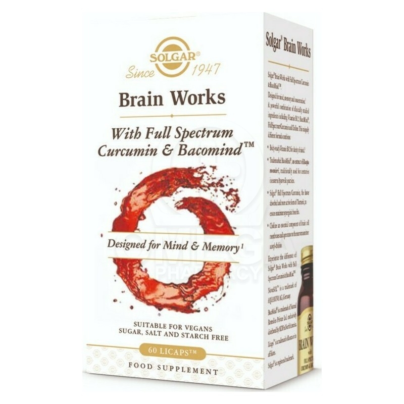 SOLGAR Brain Works with Full Spectrum Curcumin & Bacomind 60licaps
