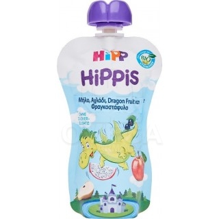 HIPP Hippis Βιολογικός Φρουτοπολτός με Μήλο, Αχλάδι, Dragon Fruit & Φραγκοστάφυλο 100gr