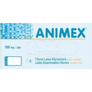 ANIMEX Εξεταστικά Γάντια Μιας Χρήσης Latex, Χωρίς Πούδρα Small Μέγεθος σε Λευκό Χρώμα 100τμχ