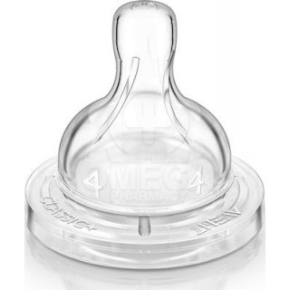 PHILIPS AVENT Θήλες Σιλικόνης Γρήγορη Ροή με 4 Οπές 6m+ Χωρίς BPA 2τμχ