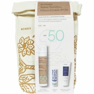 KORRES Promo Αντηλιακή Κρέμα Προσώπου SPF50 50ml, Lip Balm Mint 4,5gr & Kρέμα Kαθαρισμού με Γιαούρτι 20ml