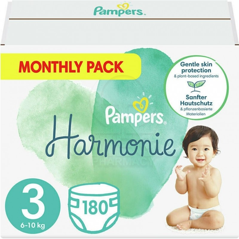 PAMPERS Monthly Pack Harmonie Πάνες από Βαμβάκι No 3 (610kg), 180τμχ