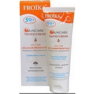 FROIKA Suncare Cream SPF50+ Αντηλιακή Κρέμα Προσώπου με Χρώμα με Υαλουρονικό Οξύ για μη Ανεκτική Επιδερμίδα 50ml