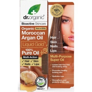 DR.ORGANIC Moroccan Argan Oil Liquid Gold 100% Αγνό Έλαιο Αργκάν για Μαλλιά, Δέρμα & Νύχια 50ml