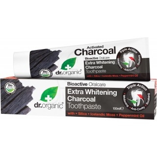 DR.ORGANIC Εxtra Whitening Charcoal Toothpaste Oδοντόκρεμα με Ενεργό Άνθρακα για Λεύκανση 100ml
