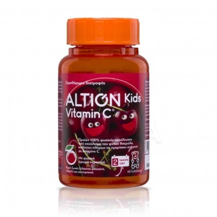 ALTION Kids Vitamin C Συμπλήρωμα Διατροφής με 100% Φυσική Βιταμίνη C από Ασερόλα για Ενίσχυση του Ανοσοποιητικού Συστήματος - Γε