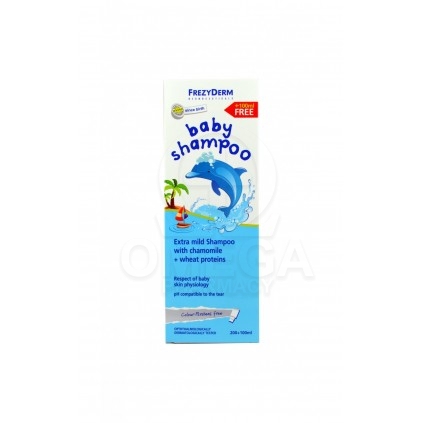 FREZYDERM Baby Shampoo Απαλό Βρεφικό Σαμπουάν με Χαμομήλι & Πρωτεΐνες Σιταριού, 200ml + 100ml Free