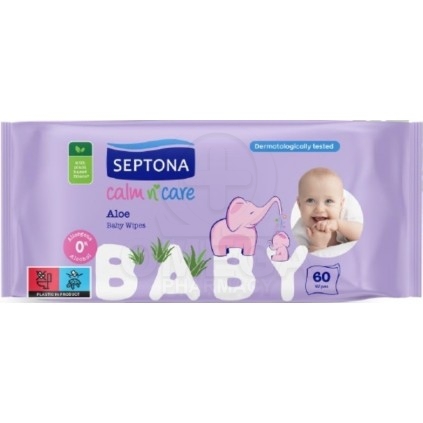 SEPTONA Promo Monthly Pack Calm N' Care Baby Αλόη Μωρομάντηλα 12x60τμχ