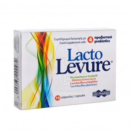UNI-PHARMA Lacto Levure Συμπλήρωμα Διατροφής με 4 Προβιοτικά 10 Κάψουλες
