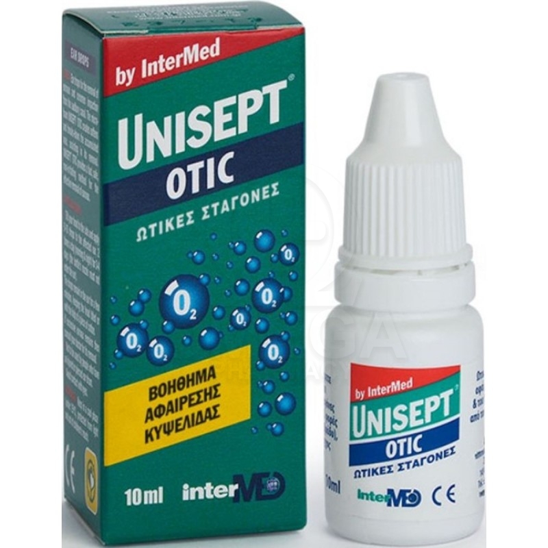 INTERMED Unisept Otic Ear Drops Ωτικές Σταγόνες για την Αφαίρεση της Κυψελίδας 10ml