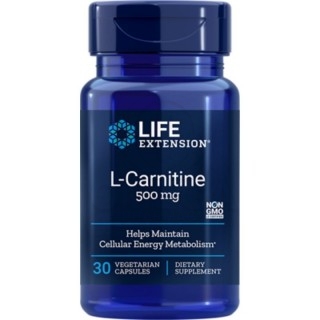 LIFE EXTENSION L-Carnitine 500mg Συμπλήρωμα Διατροφής για Ενίσχυση του Κυτταρικού Μεταβολισμού 30 φυτικές κάψουλες