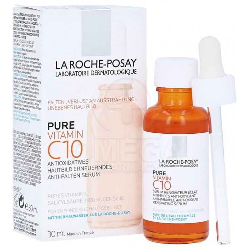 LA ROCHE-POSAY Pure Vitamin C10 Αντιοξειδωτικός Αντιρυτιδικός Αναζωογονητικός Ορός Λάμψης με Βιταμίνη C 30ml