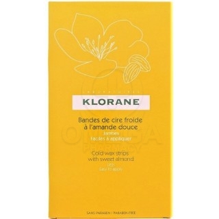 KLORANE Cold Wax Strips with Sweet Almond Legs Αποτριχωτικές Ταινίες Κρύου Κεριού με Γλυκό Αμύγδαλο για Πόδια 6 διπλές ταινίες