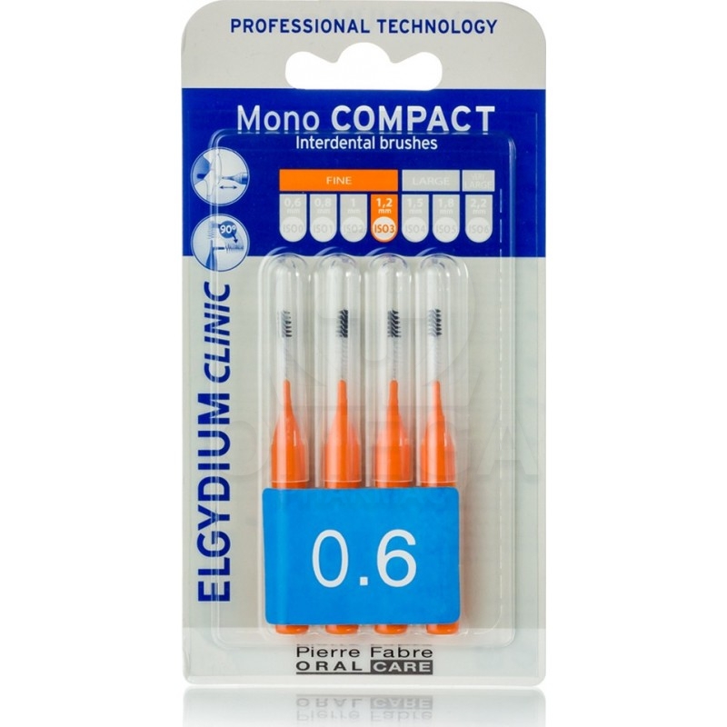 ELGYDIUM Clinic Mono Compact Interdental Brushes Orange Μεσοδόντια Βουρτσάκια Πορτοκαλί 0.6 4 Τεμάχια