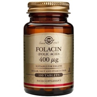 SOLGAR Folacin (Folic Acid) 400μg Συμπλήρωμα Διατροφής Φυλλικού Οξέος για τη Φυσιολογική Αιμοποίηση & Σύνθεση των Αμινοξέων & Λε