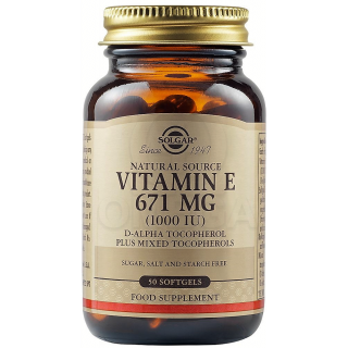 SOLGAR Vitamin E Natural 1000IU Συμπλήρωμα Διατροφής Βιταμίνης E για την Καλή Υγεία του Ανοσοποιητικού & Καρδιαγγειακού Συστήματ