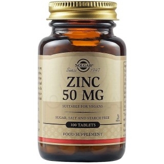 SOLGAR Zinc Gluconate 50mg Συμπλήρωμα Διατροφής Ψευδαργύρου για την Καλή Υγεία του Ανοσοποιητικού & Αναπαραγωγικού Συστήματος, Π