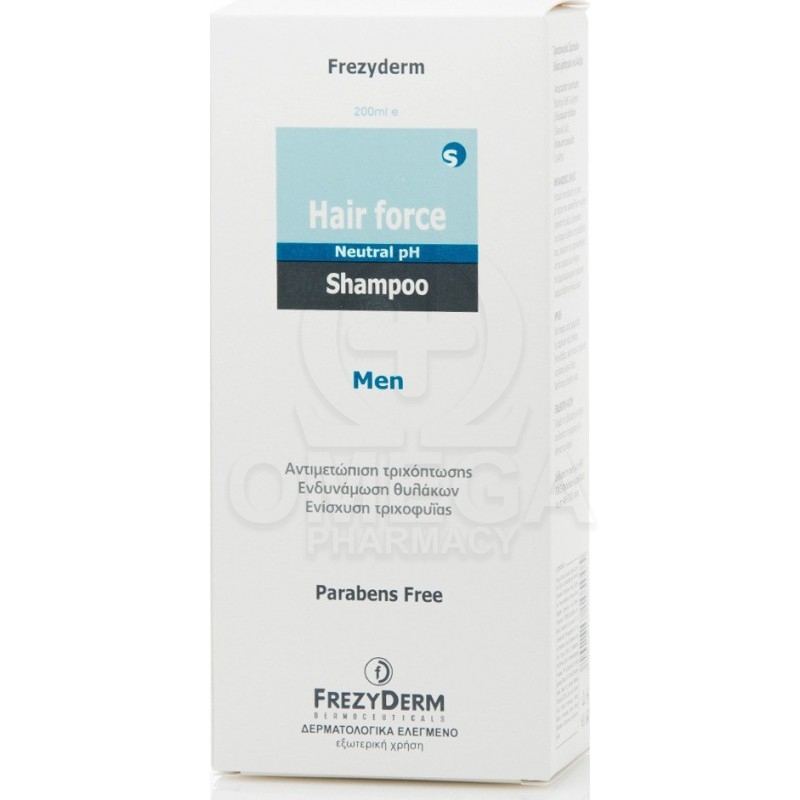 FREZYDERM Hair Force Shampoo Men Ανδρικό Σαμπουάν για την Αντιμετώπιση Τριχόπτωσης, Ενδυνάμωση Θυλάκων & Ενίσχυση Τριχοφυΐας 200
