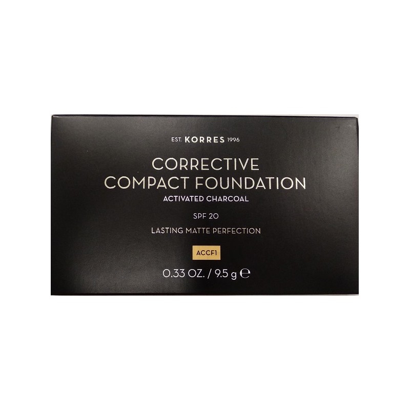 KORRES Corrective Compact Foundation Activated Charcoal Διορθωτικό Compact Make-up για Ομοιόμορφη & Ματ Επιδερμίδα με Ενεργό Άνθ