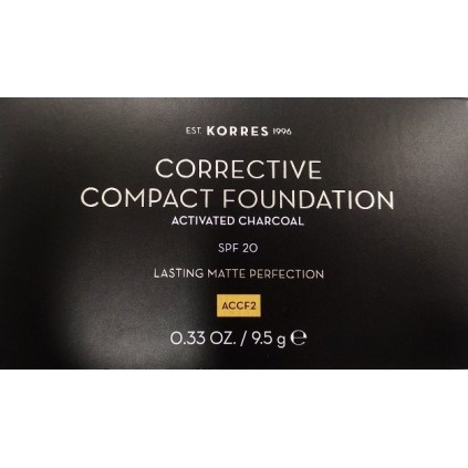 KORRES Corrective Compact Foundation Activated Charcoal Διορθωτικό Compact Make-up για Ομοιόμορφη & Ματ Επιδερμίδα με Ενεργό Άνθ