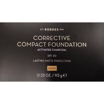 KORRES Corrective Compact Foundation Activated Charcoal Διορθωτικό Compact Make-up για Ομοιόμορφη & Ματ Επιδερμίδα με Ενεργό Άνθ