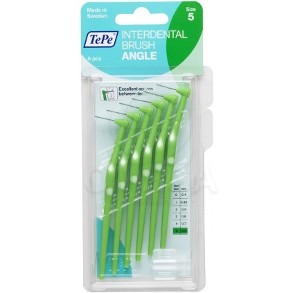 TePe Interdental Brush Angle Μεσοδόντια Βουρτσάκια Πράσινο Μέγεθος 5 0.8mm 6 Τεμάχια