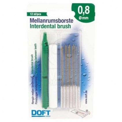DOFT Interdental Brush Μεσοδόντια Βουρτσάκια Πράσινο 0.8mm 12 Τεμάχια