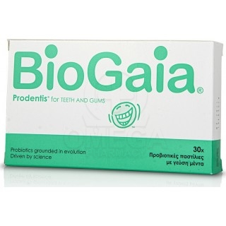 BIOGAIA Prodentis for Teeth & Gums Προβιοτικά για την Καλή Στοματική Υγεία με Γεύση Μέντα 30 Παστίλιες