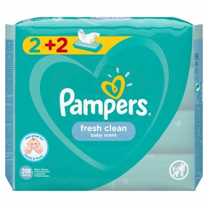 PAMPERS Fresh Clean Baby Scent (2+2 ΔΩΡΟ) Μωρομάντηλα 208τμχ