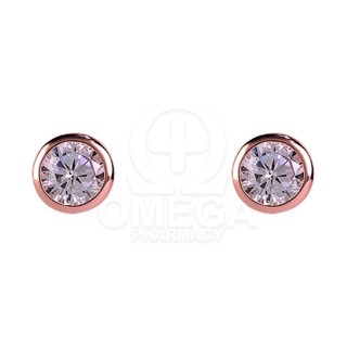 MEDISEI Dalee Jewels Earrings No 05417 Rose Gold Plated White Mounted Studs Υποαλλεργικά Σκουλαρίκια από Ασήμι 925, Επιχρυσωμένα