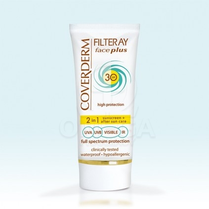 Coverderm Filteray Face Plus SPF30 Normal Αδιάβροχη Αντηλιακή Κρέμα Προσώπου & After Sun (2σε1) Απόχρωση Light Beige για Κανονικ