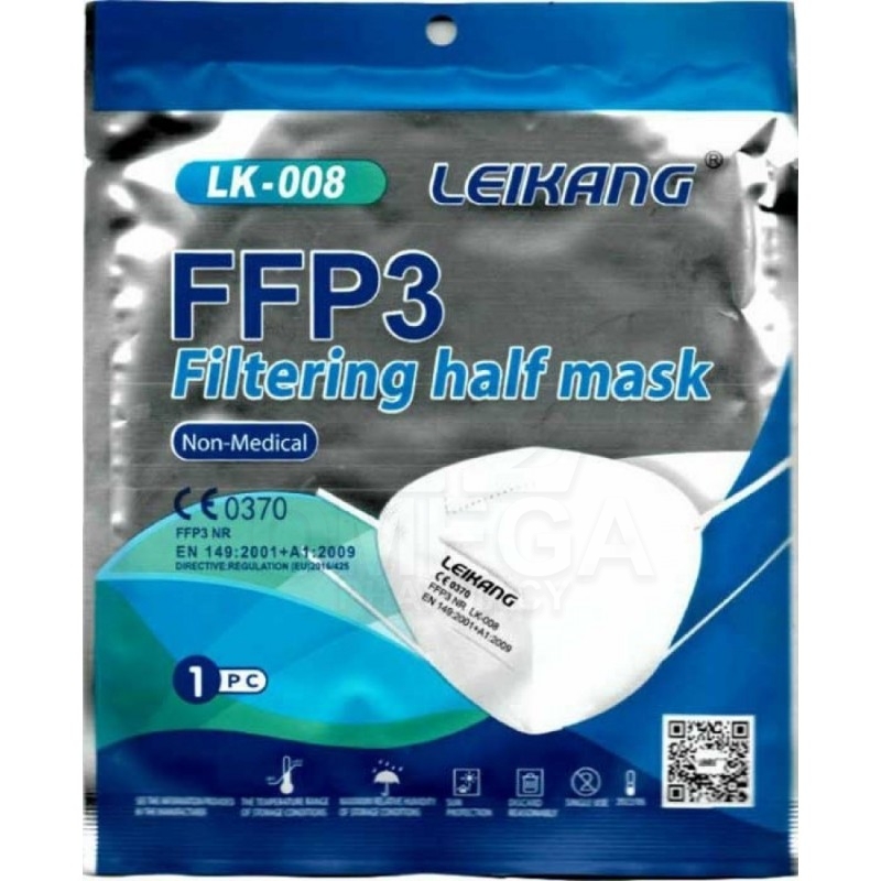 LEIKANG LK-008 Filtering Half Mask Μάσκα Προστασίας Με Τριπλό Φιλτράρισμα Τύπου FFP3 99% Χωρίς Βαλβίδα Χρώμα Λευκό 1τμχ